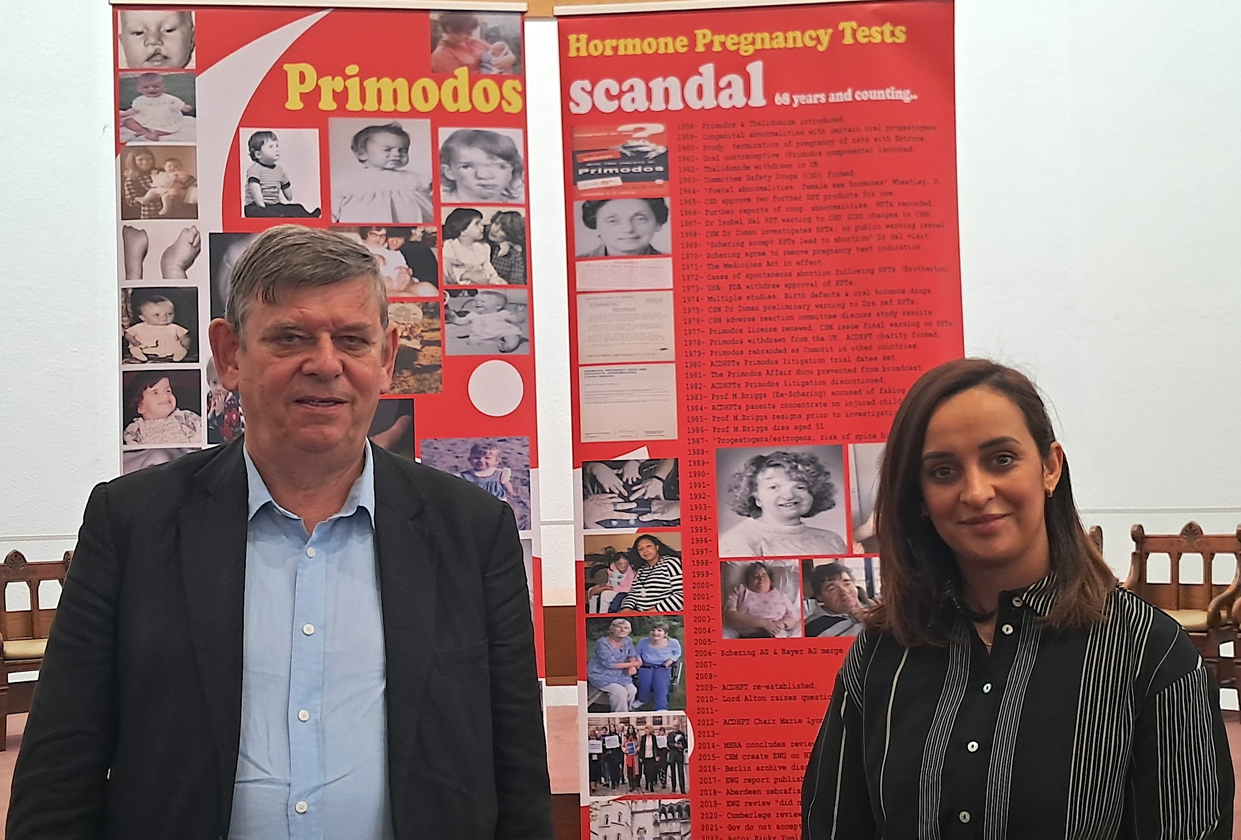 Charles Feeny stands next to Dr Carolina Stamboulid