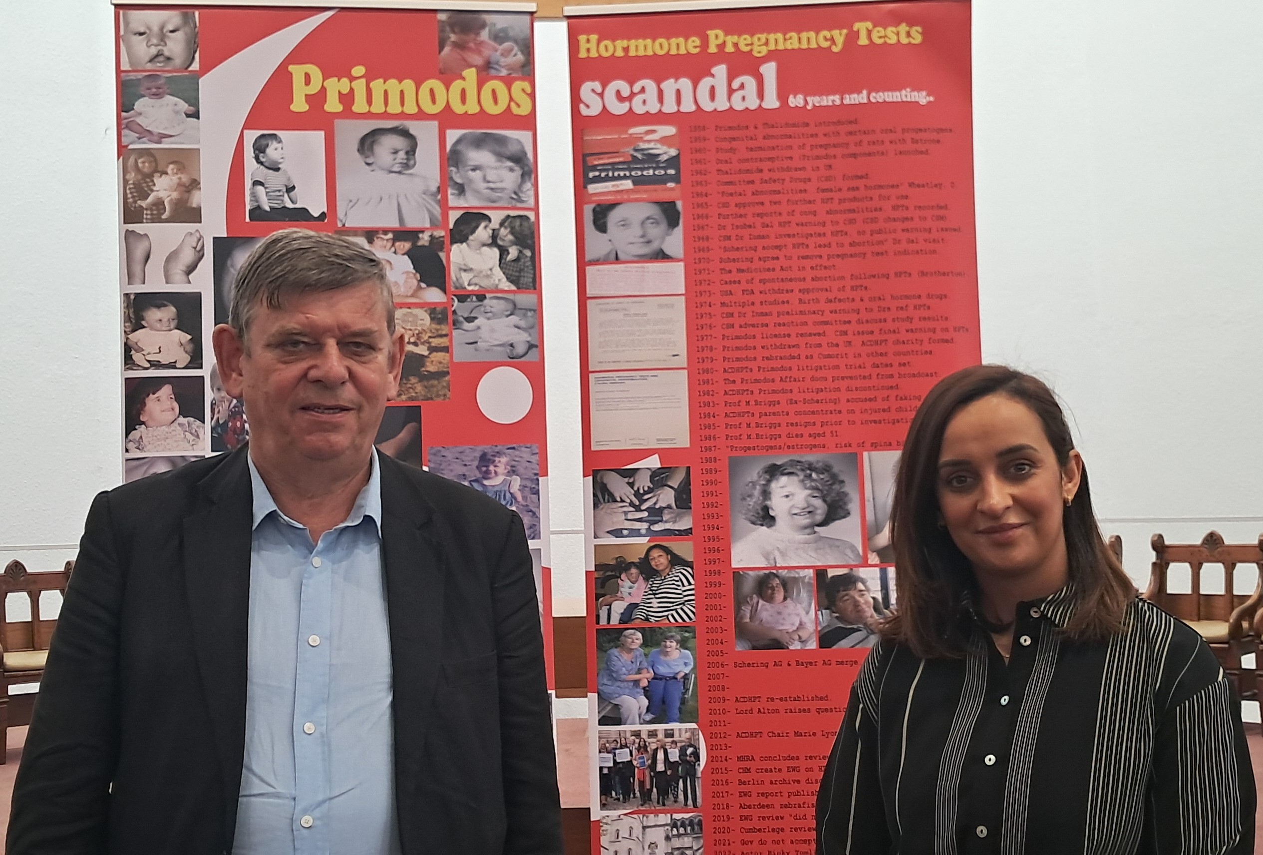 Charles Feeny stands next to Dr Carolina Stamboulid